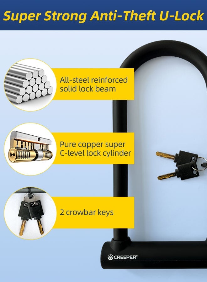 CREEPER Bicycle lock, motorcycle lock, U-shaped thick steel lock - Image 3